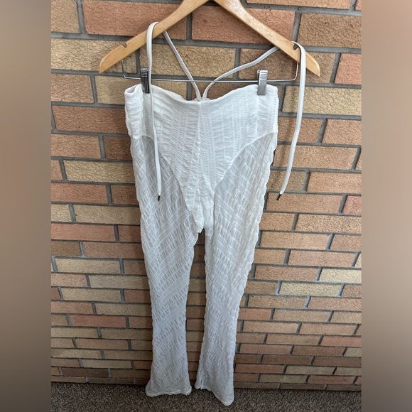 Maniere De Voir Sheer Trousers With Vegan Leather Ties - Flare Leg Size US 8 - Picture 7 of 9